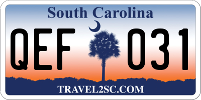 SC license plate QEF031