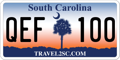 SC license plate QEF100