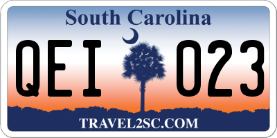 SC license plate QEI023