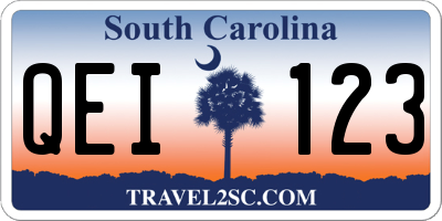 SC license plate QEI123