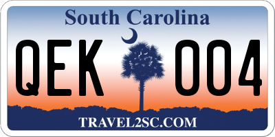 SC license plate QEK004