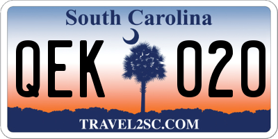 SC license plate QEK020