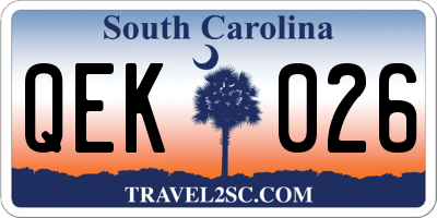 SC license plate QEK026