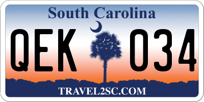 SC license plate QEK034