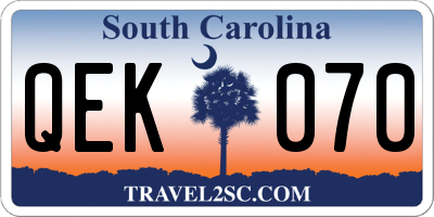 SC license plate QEK070