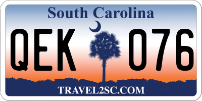 SC license plate QEK076