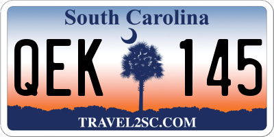 SC license plate QEK145