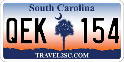 SC license plate QEK154