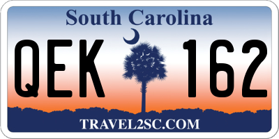 SC license plate QEK162