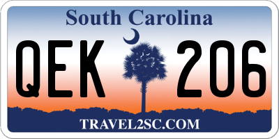 SC license plate QEK206