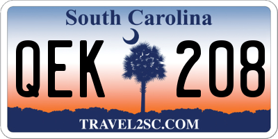 SC license plate QEK208