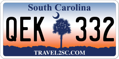 SC license plate QEK332