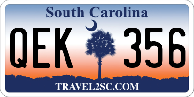 SC license plate QEK356