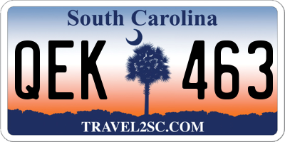 SC license plate QEK463