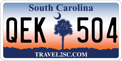SC license plate QEK504