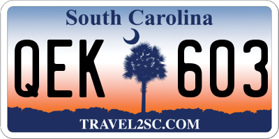 SC license plate QEK603