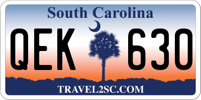 SC license plate QEK630