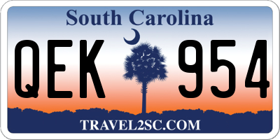 SC license plate QEK954