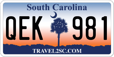 SC license plate QEK981