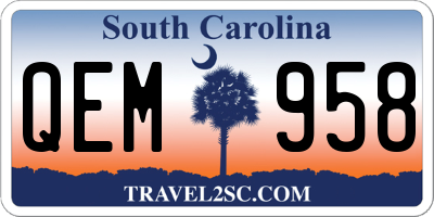 SC license plate QEM958