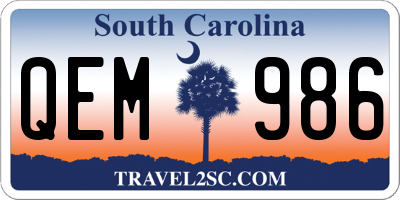 SC license plate QEM986