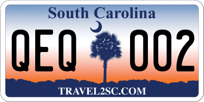 SC license plate QEQ002