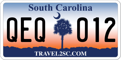 SC license plate QEQ012