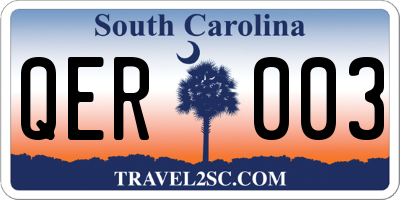 SC license plate QER003