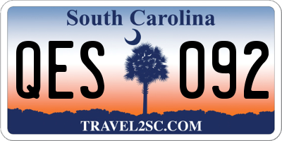 SC license plate QES092