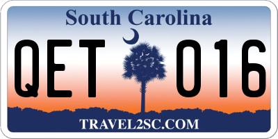 SC license plate QET016