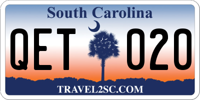 SC license plate QET020