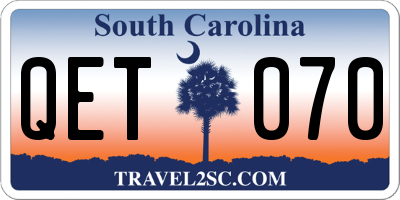 SC license plate QET070