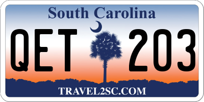 SC license plate QET203