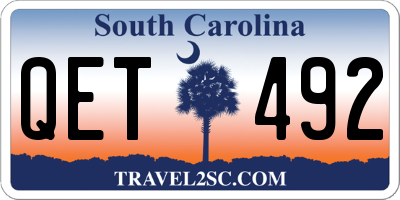 SC license plate QET492