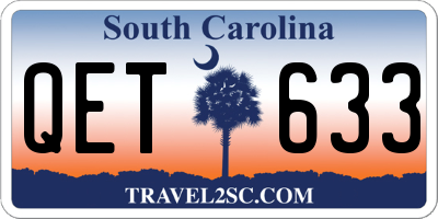 SC license plate QET633