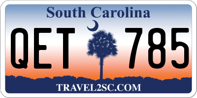 SC license plate QET785