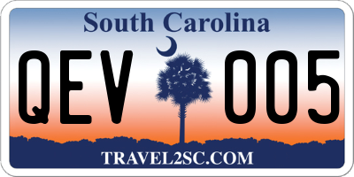 SC license plate QEV005