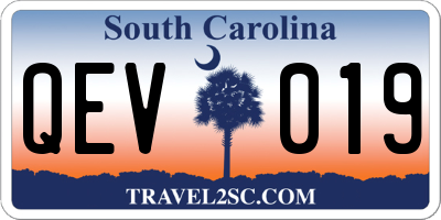 SC license plate QEV019