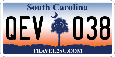 SC license plate QEV038