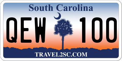 SC license plate QEW100