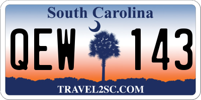 SC license plate QEW143