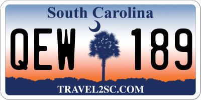 SC license plate QEW189