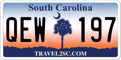 SC license plate QEW197