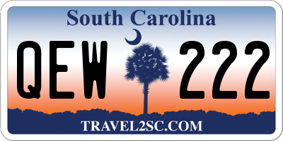 SC license plate QEW222