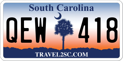 SC license plate QEW418