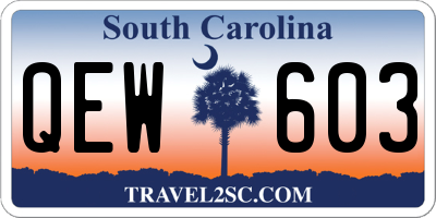 SC license plate QEW603