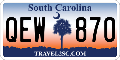 SC license plate QEW870