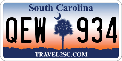 SC license plate QEW934