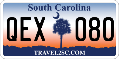 SC license plate QEX080
