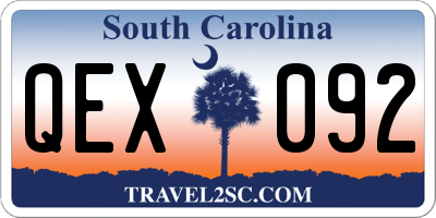 SC license plate QEX092
